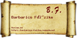 Barbarics Füzike névjegykártya